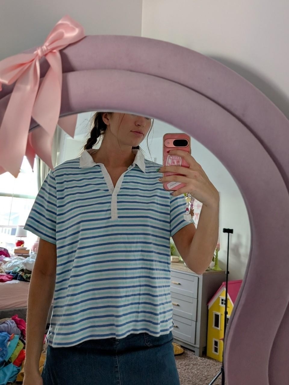 Blue & White Striped Polo Shirt Size 2X